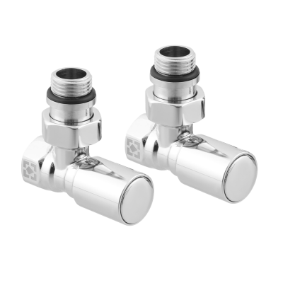 Set of angle radiator valves with cap nut and round handle RV-6012