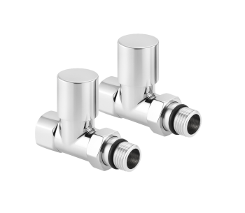 Taisno radiatoru vārstu komplekts ar savienojuma uzgriezni un apaļu rokturi RV-7012