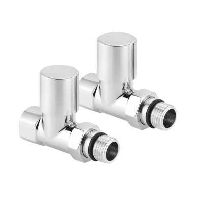 Set of straight radiator valves with cap nut and round handle RV-7012