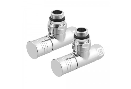 Leņķisko radiatora vārstu komplekts ar uzgriežņuzmavu un apaļu rokturi RV2012-2034