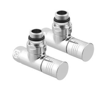 Leņķisko radiatora vārstu komplekts ar uzgriežņuzmavu un apaļu rokturi RV2012-2034