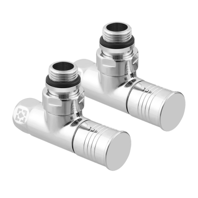 Set of angle radiator valves with cap nut and round handle RV2012-2034