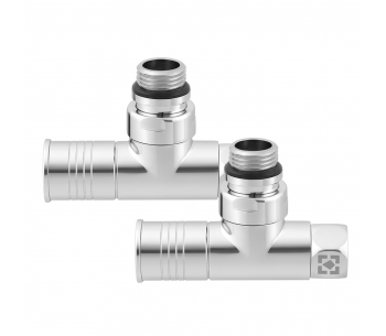 Leņķisko radiatora vārstu komplekts ar uzgriežņuzmavu un apaļu rokturi RV2012-2034