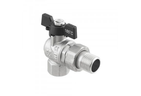 Angle ball valve with RAFTEC dismountable connection