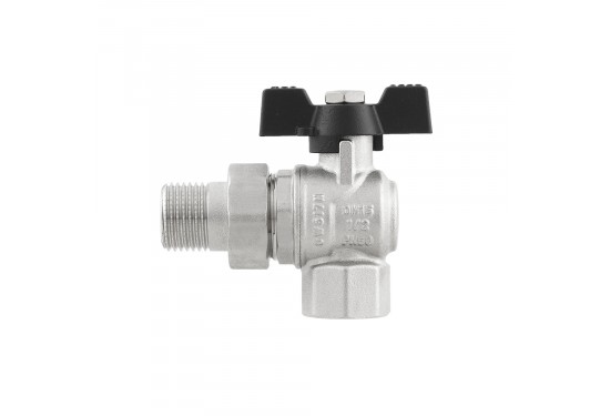 Angle ball valve with RAFTEC dismountable connection