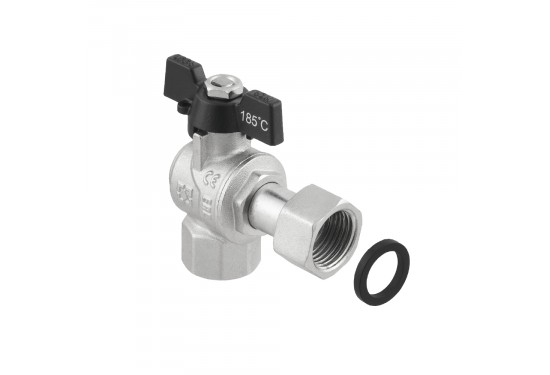 RAFTEC BLACK angle ball valve with dismountable connection