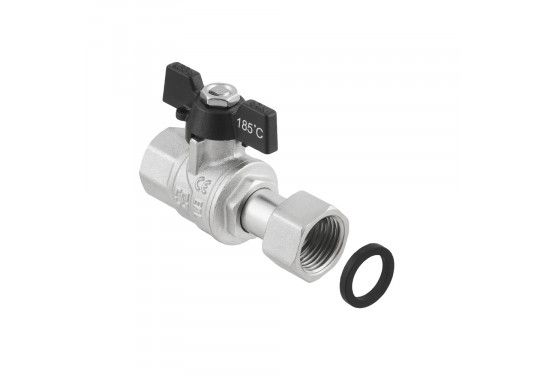 RAFTEC BLACK straight ball valve with dismountable connection