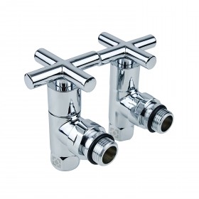 Set of angle radiator valves with cap nut and star handle