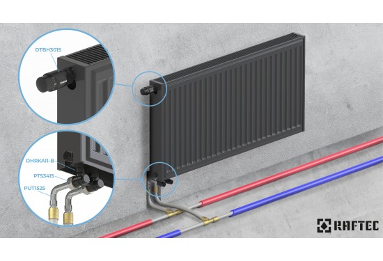 Abgewinkeltes, unteres Heizkörperventil in H-Form Black DHRKA11-B
