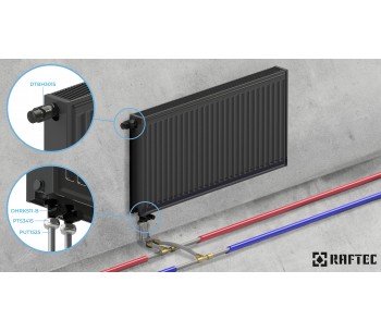 Straight H-pattern bottom radiator valve with thermal head kit DSHU11-B