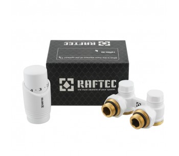 Angled H-pattern bottom radiator valve with thermal head kit DAHU11-W