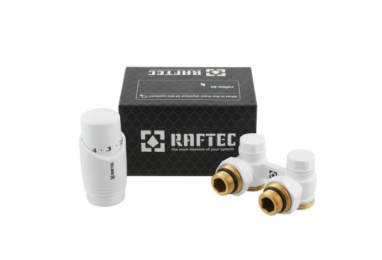 Angled H-pattern bottom radiator valve with thermal head kit DAHU11-W