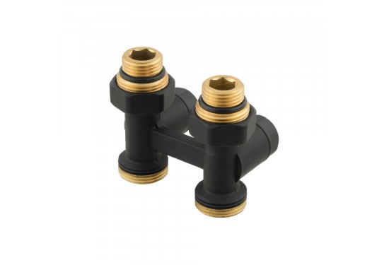 Straight H-pattern bottom radiator valve Black DHRKS11-B