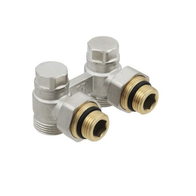 Angled H-pattern bottom radiator valve