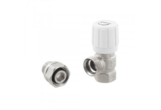 Manually adjustable angle radiator valve