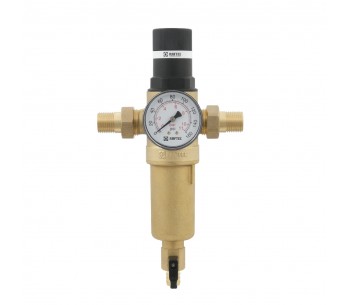 Pressure reducer with self-cleaning filter (hot water)