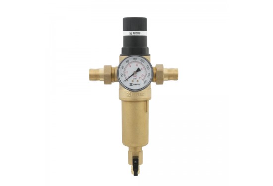 Pressure reducer with self-cleaning filter (hot water)