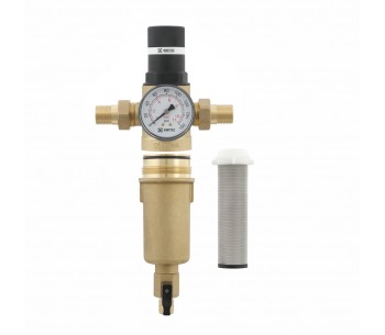 Pressure reducer with self-cleaning filter (hot water)