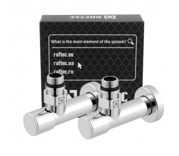 Set of oblong angle radiator valves with cap nut and round handle RV-4012