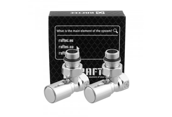 Set of angle radiator valves with cap nut and round handle RV-6012 Set of angle radiator valves with cap nut and round handle RV-6012