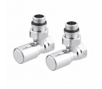 Set of angle radiator valves with cap nut and round handle RV-6012 Set of angle radiator valves with cap nut and round handle RV-6012