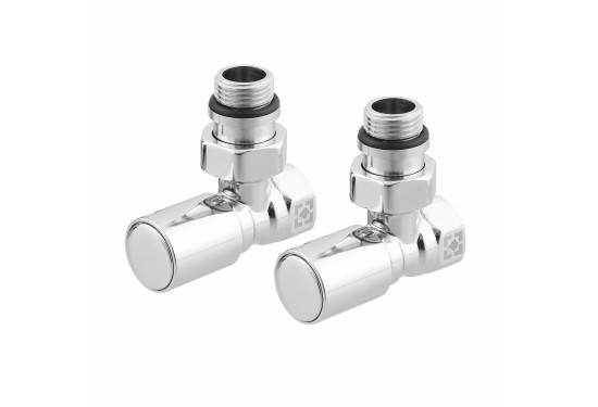 Set of angle radiator valves with cap nut and round handle RV-6012 Set of angle radiator valves with cap nut and round handle RV-6012