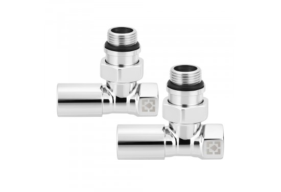 Set of angle radiator valves with cap nut and round handle RV-6012 Set of angle radiator valves with cap nut and round handle RV-6012