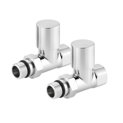 Sada přímých radiátorových kohoutů se spojovací maticí a kulatou rukojetí RV-7012