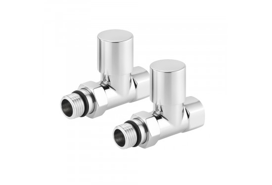 Set of straight radiator valves with cap nut and round handle RV-7012