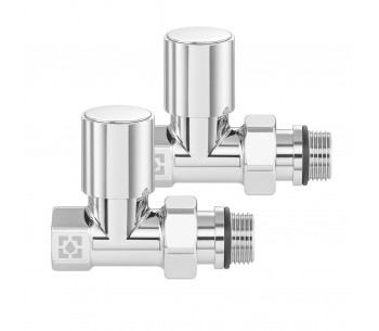 Set of straight radiator valves with cap nut and round handle RV-7012