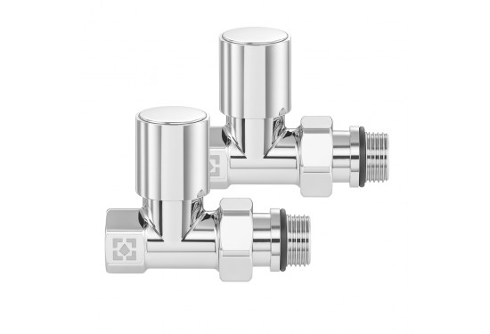 Set of straight radiator valves with cap nut and round handle RV-7012