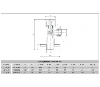 Úhlový ventilový kohout pro připojení domácích spotřebičů RAFTEC SILVER