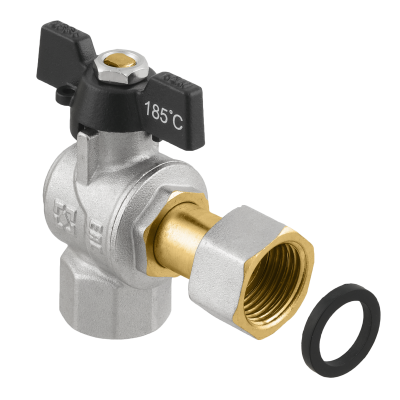 Eckiger Kugelhahn RAFTEC BLACK mit lösbarer Verbindung DRBZ1-2
