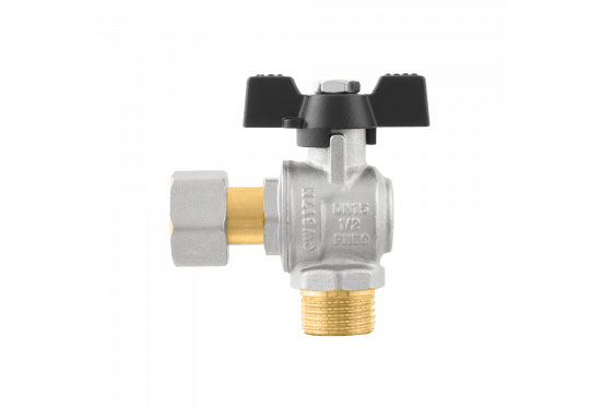 Кран шаровой угловой RAFTEC BLACK с разбор. соединением DRBM1-2