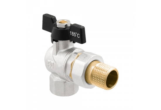 Angle ball valve with RAFTEC dismountable connection DRBS1-U-3-U